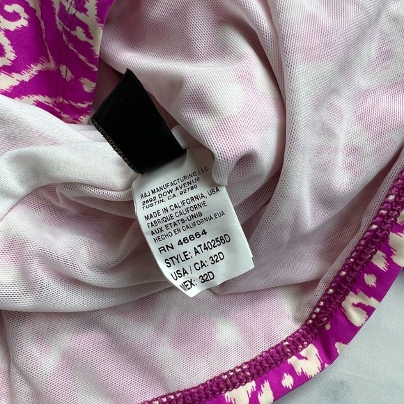 Athena Swim Molded Cup Bandini Tankini Top Size 32D Hot Pink Ikat Floral Modest - Picture 5 of 8